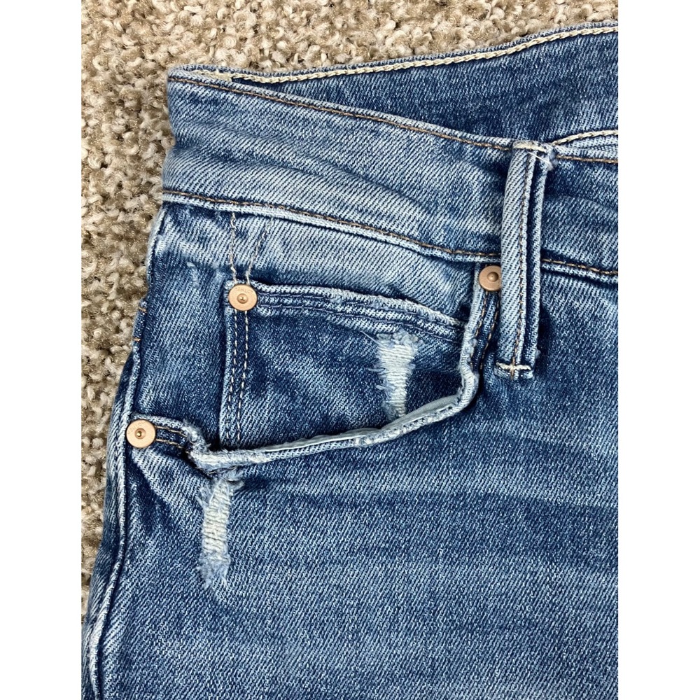 Mother The Runaway Popism Blue Flare Jeans Raw Hem High Rise Size 24 Made in USA - Picture 4 of 15